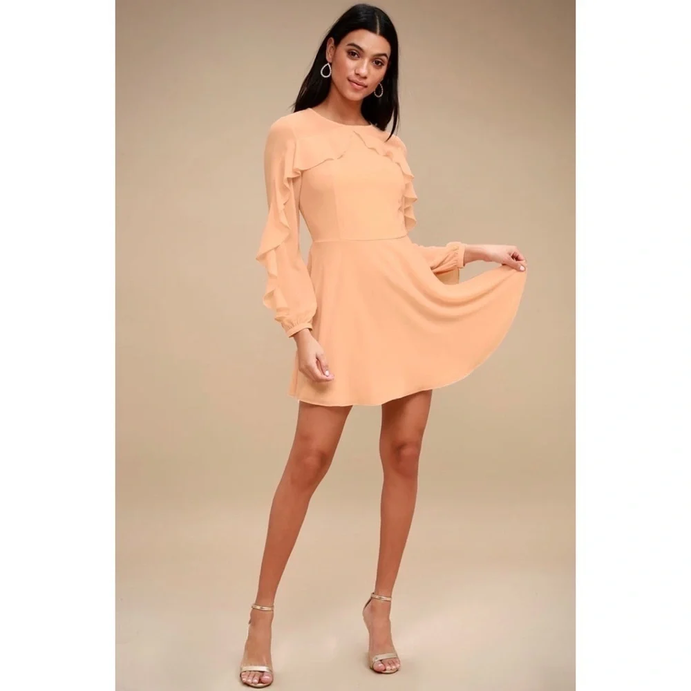 Lulus Doll-Like Ruffle Long Sleeve Skater Dress - Picture 10 of 10